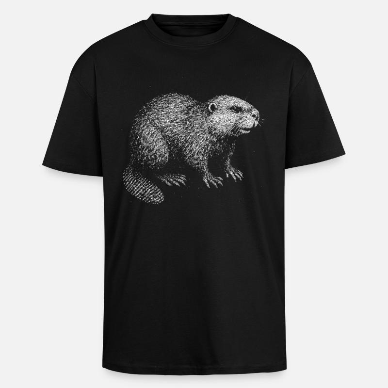 Ein Biber - Oversized Heavyweight Unisex T-Shirt - Schwarz