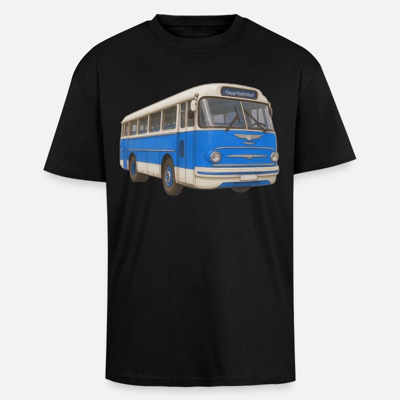 Vieux bus bleu - T-shirt unisexe oversize épais - noir