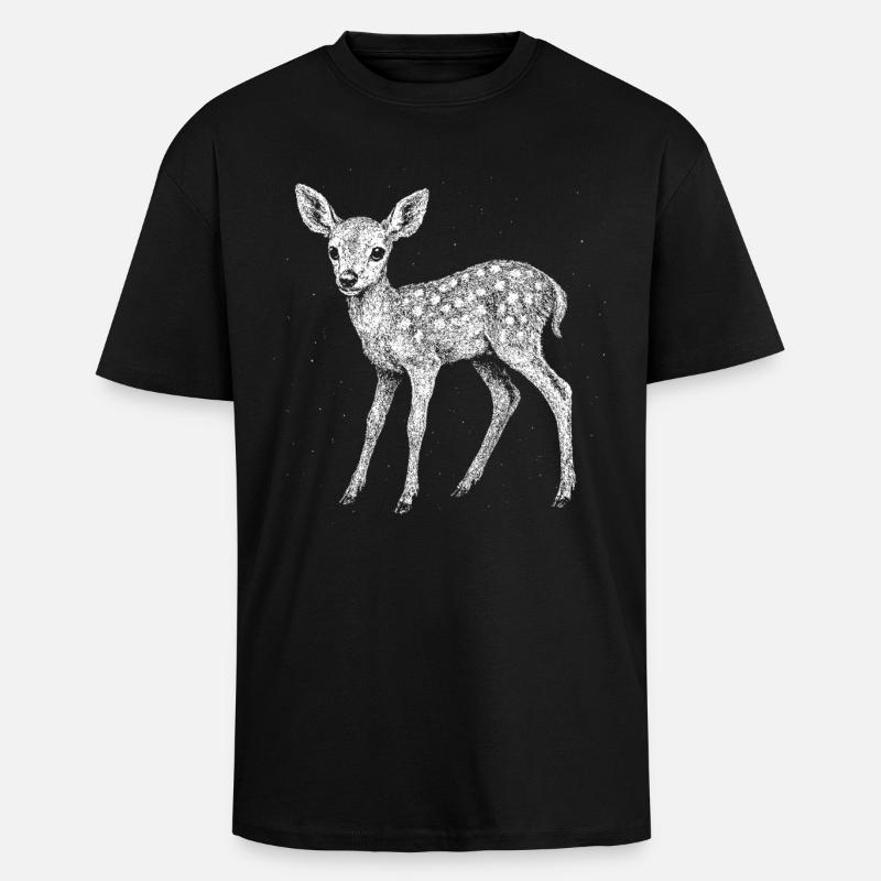 Rehkitz - Oversized Heavyweight Unisex T-Shirt - Schwarz
