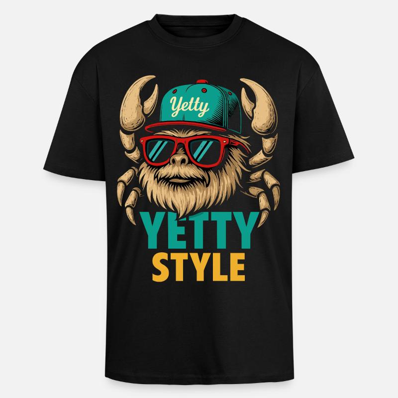 Graphisme Yeti Style Yetty - T-shirt unisexe oversize épais - noir