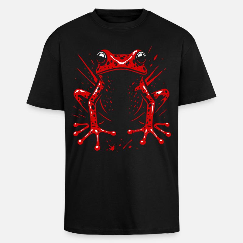 Frosch Erdbeerfrosch Roter Pfeilgiftfrosch - Oversized Heavyweight Unisex T-Shirt - Schwarz