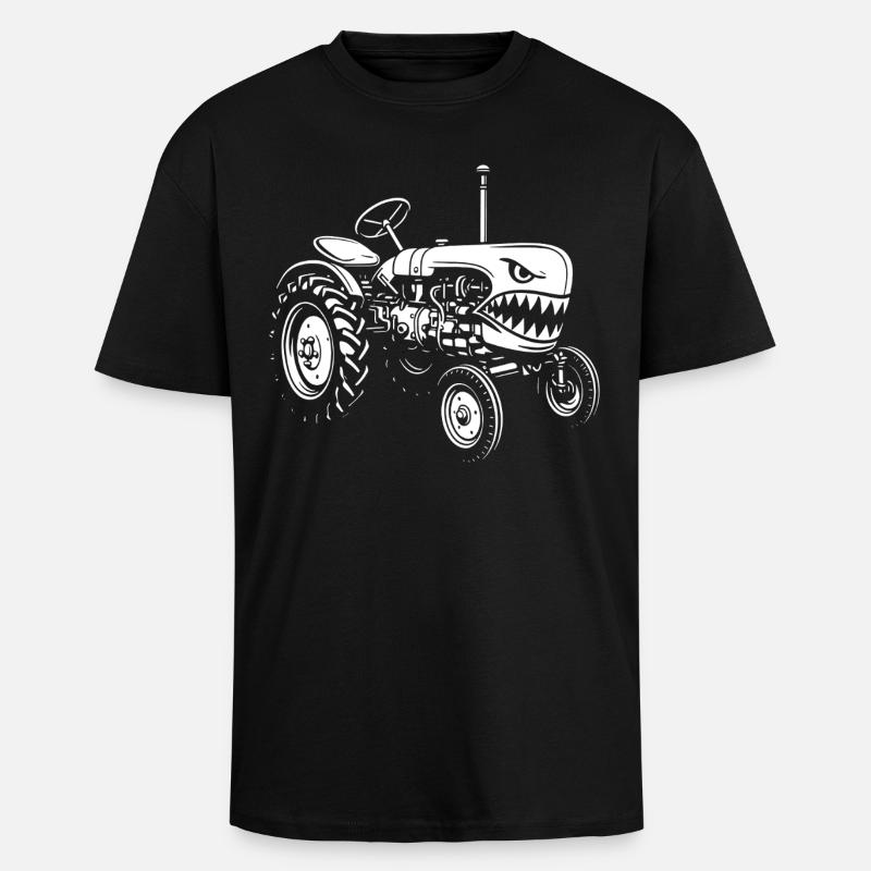 Shark Tractor Attack - Unisex Oversized Heavyweight T-shirt - black