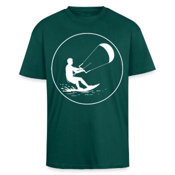 Wind im Griff - Oversized Heavyweight Unisex T-Shirt - hunter Green - Vorne - Alina (178cm) & Michal (187cm)