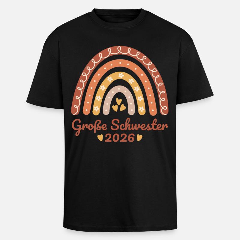 Große Schwester 2026 Regenbogen - Oversized Heavyweight Unisex T-Shirt - Schwarz