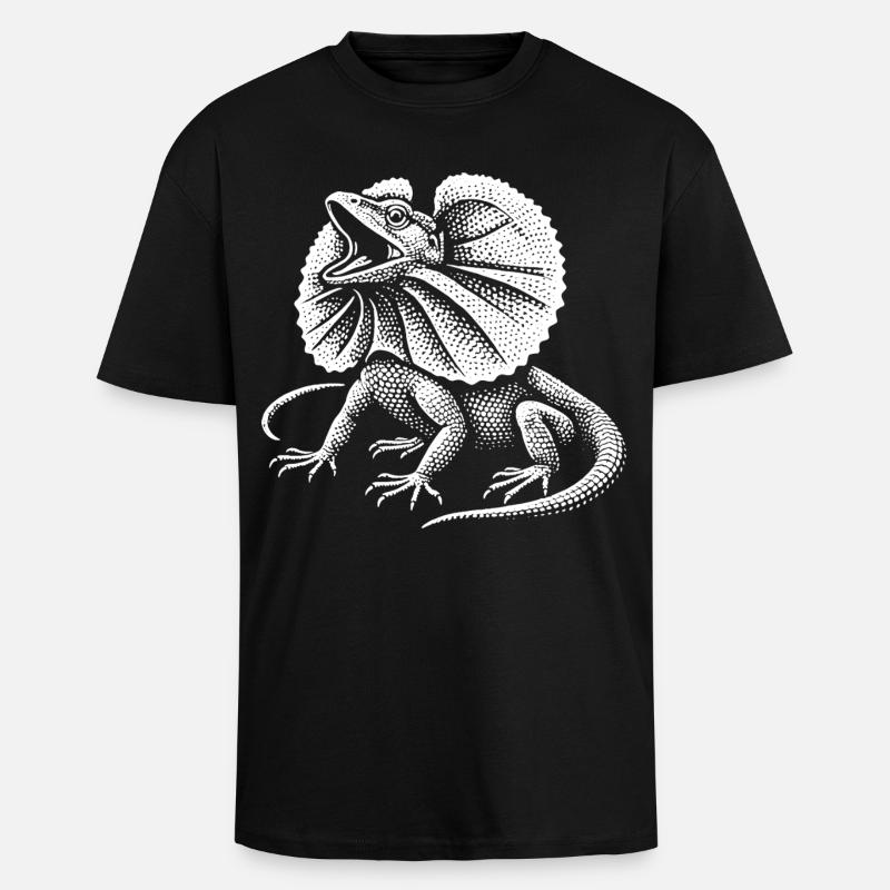 Curled Dragon Lizard - Unisex Oversized Heavyweight T-shirt - black