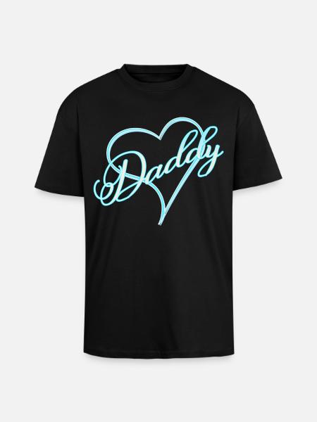 Daddy with Heart Boy Blue - Unisex Oversized Heavyweight T-shirt - black