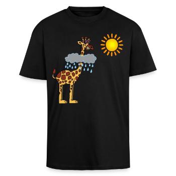 In search of the sun - Unisex Oversized Heavyweight T-shirt - black - Front - Alina (178cm) & Michal (187cm)