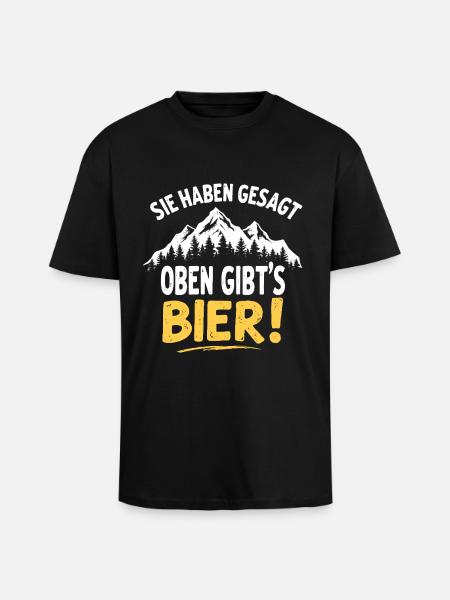 Wandern Oben gibt´s Bier - Oversized Heavyweight Unisex T-Shirt - Schwarz