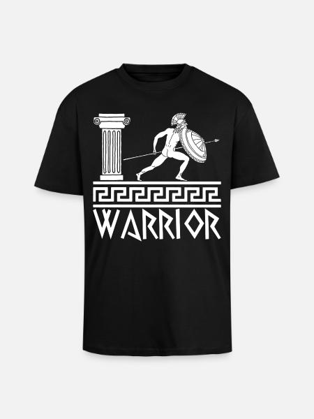 White hoplite Greek warrior - Unisex Oversized Heavyweight T-shirt - black