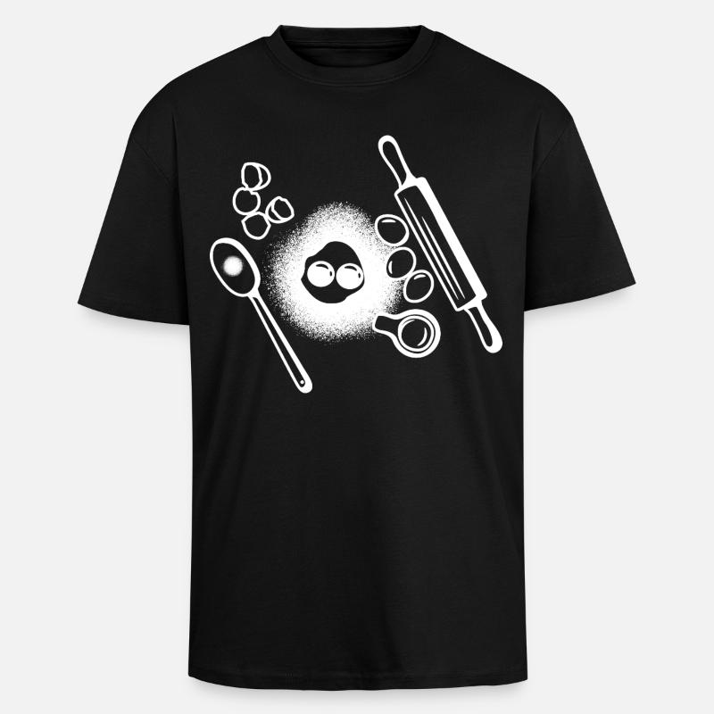 Baking Ingredients Drawing - Unisex Oversized Heavyweight T-shirt - black
