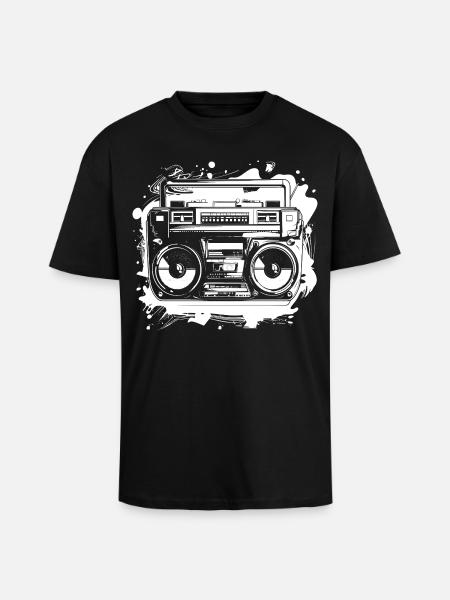 Hip Hop Music Drawing - Unisex Oversized Heavyweight T-shirt - black