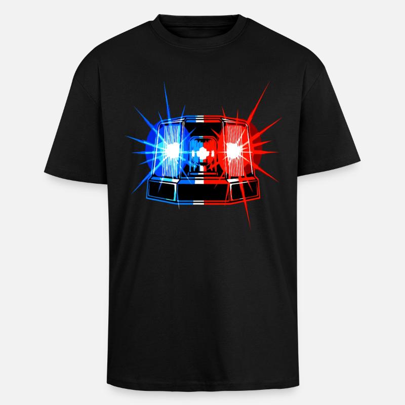 Blue Light Siren – Emergency Warning System - Unisex Oversized Heavyweight T-shirt - black