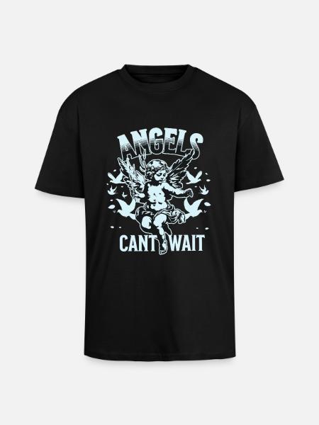 Engel-T-skjorte unisex Engler kan ikke vente VintageTee - Unisex oversized t-skjorte i kraftig kvalitet - svart