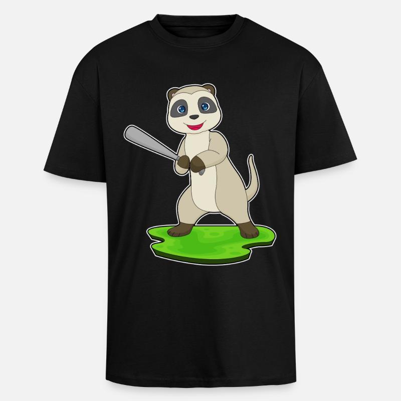Erdmännchen Baseball Baseballschläger - Oversized Heavyweight Unisex T-Shirt - Schwarz
