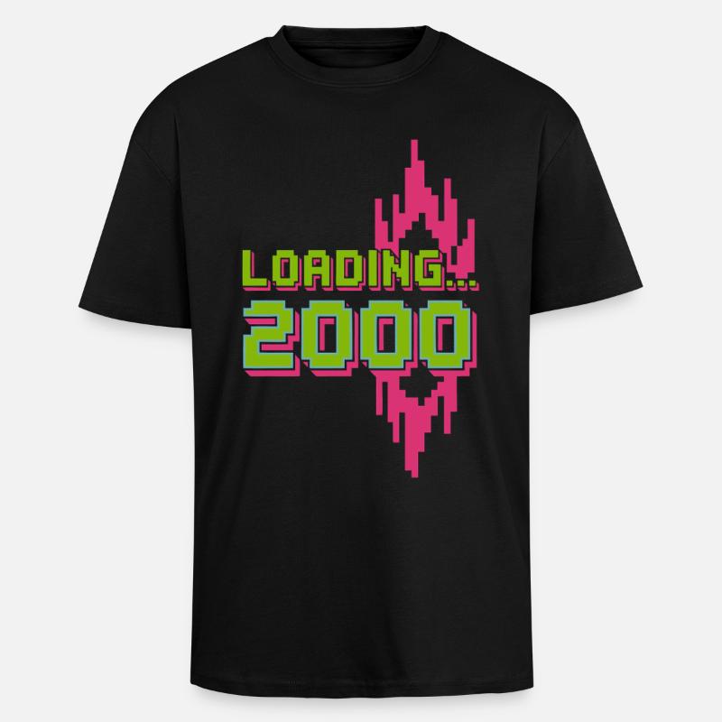 Retro Pixel Loading 2000 Design - Oversized Heavyweight Unisex T-Shirt - Schwarz