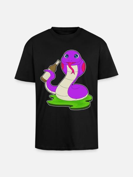Bouteille de bière Snake - T-shirt unisexe oversize épais - noir