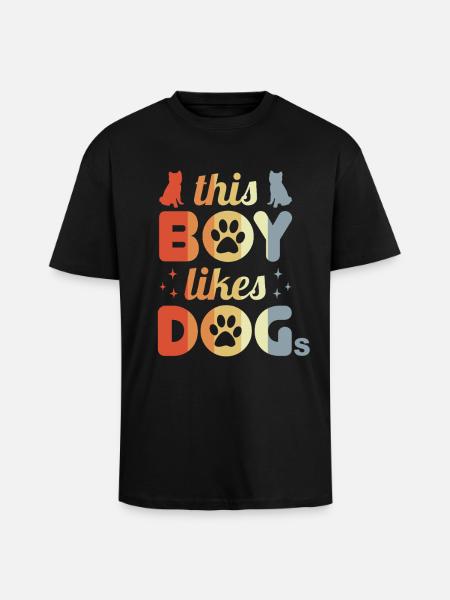 Junge der Hunde mag - Oversized Heavyweight Unisex T-Shirt - Schwarz