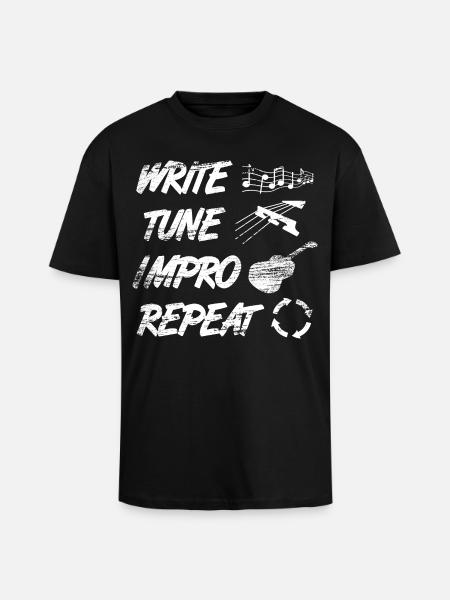 Writing, making music, improvising - Unisex Oversized Heavyweight T-shirt - black