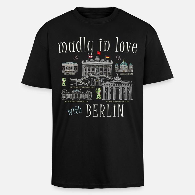 Berlin, Dessin À La Main - T-shirt unisexe oversize épais - noir