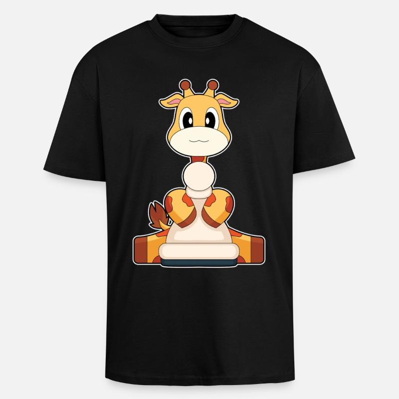Giraffe Schachfigur Bauer Schach - Oversized Heavyweight Unisex T-Shirt - Schwarz