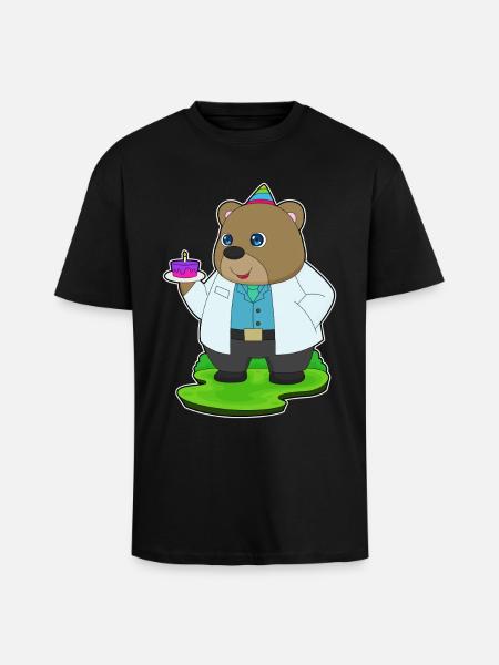 Bear Birthday Doctor - Unisex Oversized Heavyweight T-shirt - black