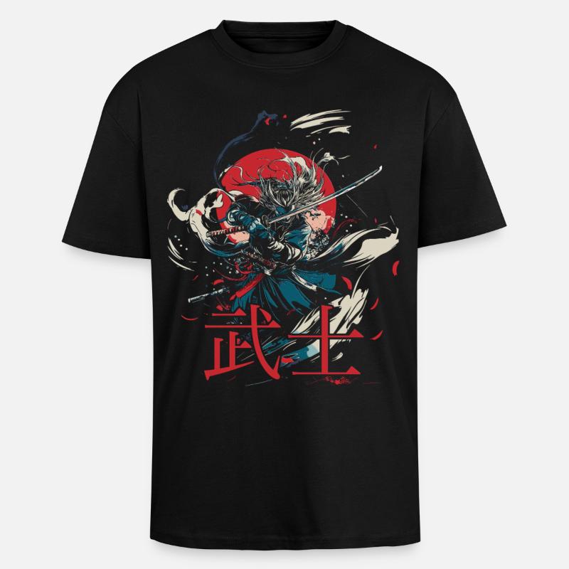 samurai warrior japanese designs - Unisex Oversized Heavyweight T-shirt - black