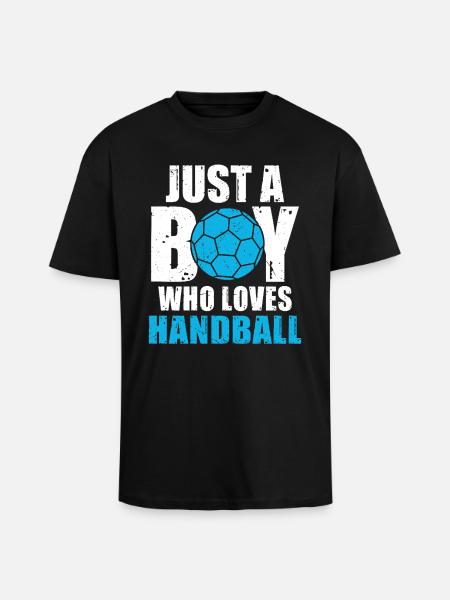 Just a Boy Who Loves Handball - Unisex Oversized Heavyweight T-shirt - black
