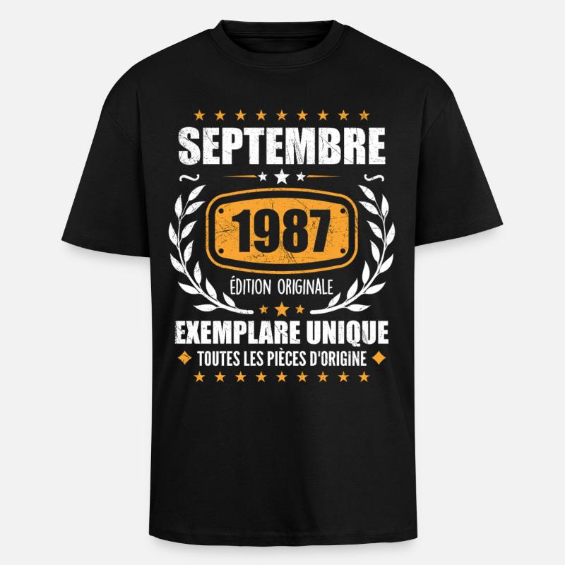 September 1987 Unikat - September 1987 - Oversized Heavyweight Unisex T-Shirt - Schwarz