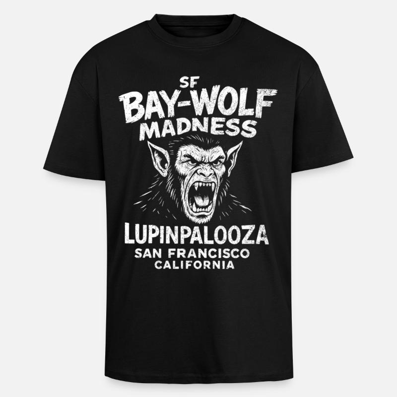 SF Bay Wolf Madness Werwolf - Oversized Heavyweight Unisex T-Shirt - Schwarz