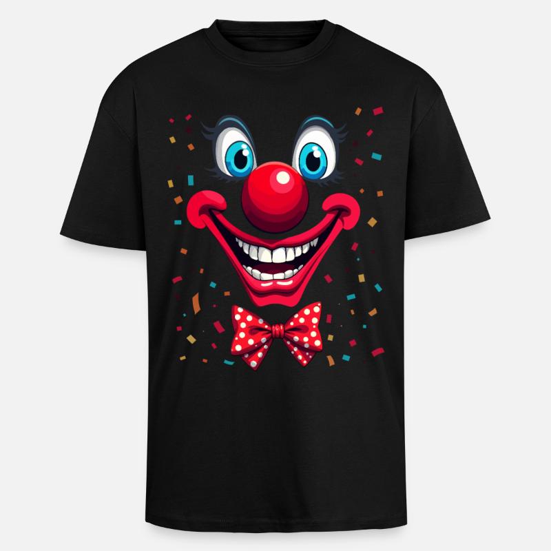 Buntes Clownsgesicht mit Fliege - Oversized Heavyweight Unisex T-Shirt - Schwarz