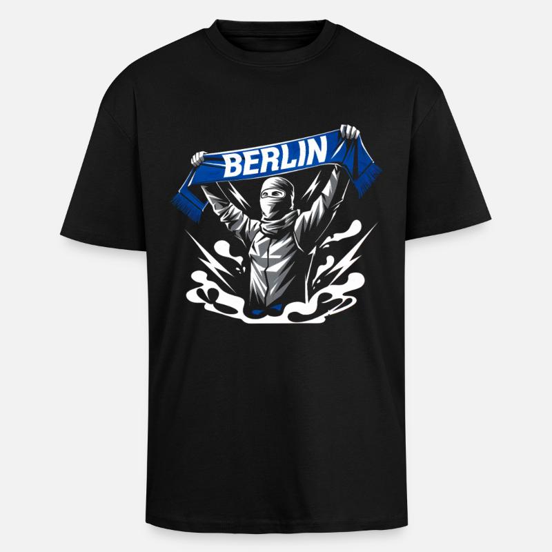 Stylized Neon Graffiti Berlin Scene - Unisex Oversized Heavyweight T-shirt - black