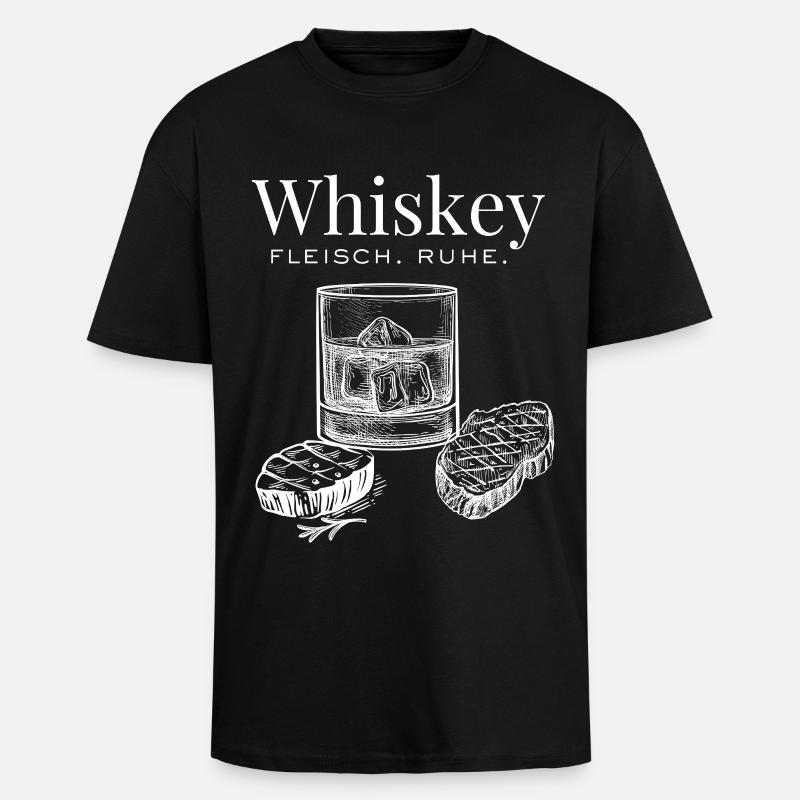 Whiskey & Fleisch – Ruhig genießen - Oversized Heavyweight Unisex T-Shirt - Schwarz