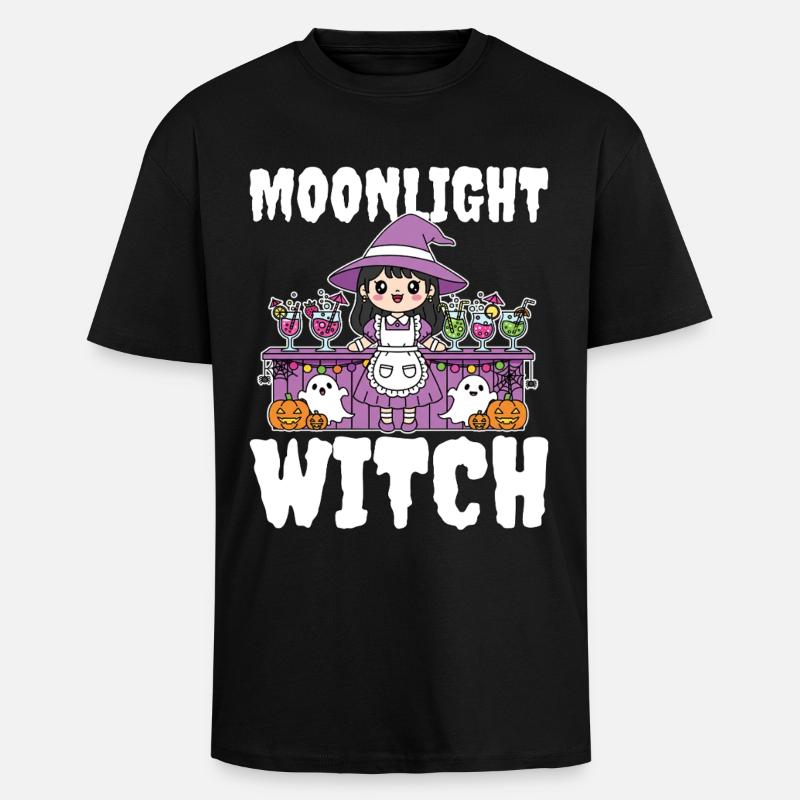 MOONLIGHT WITCH - WITCH HALLOWEEN - Unisex Oversized Heavyweight T-shirt - black