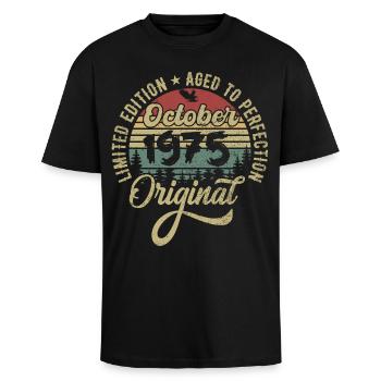 oktober 1975 Jahrestag oktober 1975 oktober - Oversized Heavyweight Unisex T-Shirt - Schwarz - Vorne - Alina (178cm) & Michal (187cm)