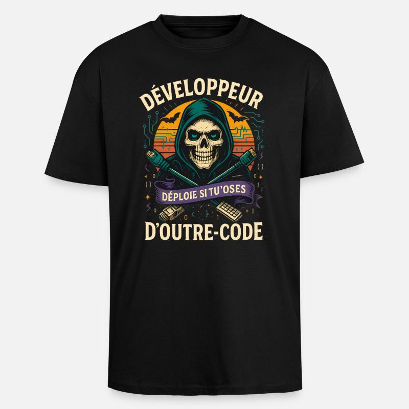 Web Developer - Halloween Skull - Unisex Oversized Heavyweight T-shirt - black