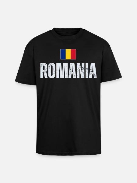 I love Romania, Romanian pride - Unisex Oversized Heavyweight T-shirt - black