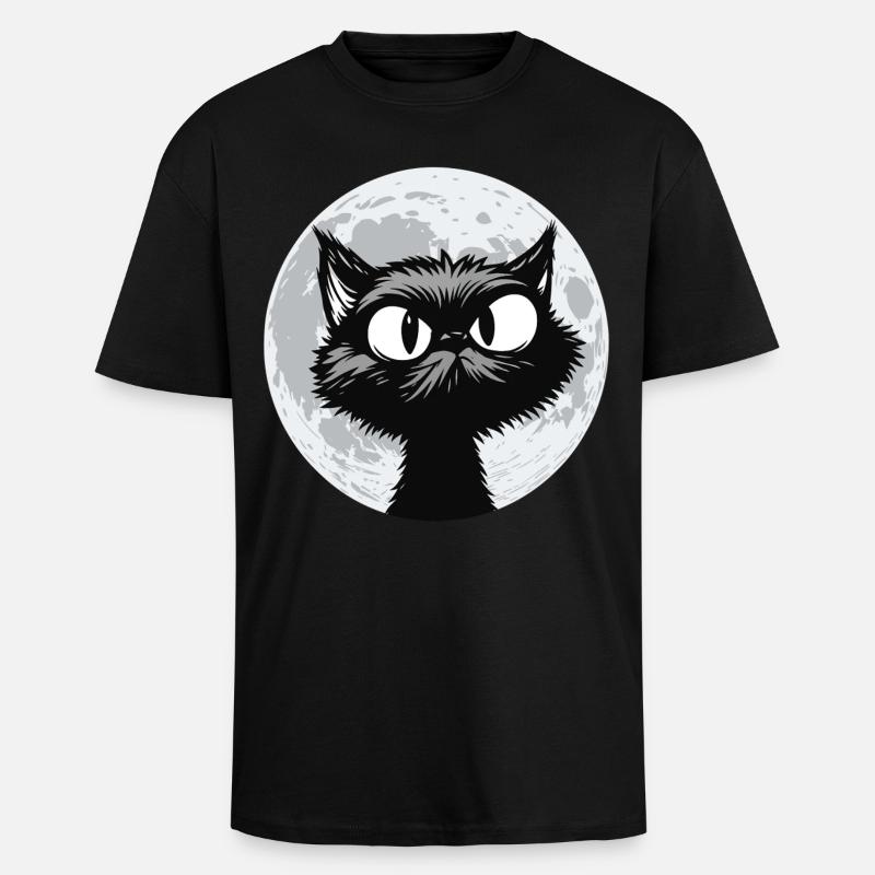 Chat de Lune Minuit - T-shirt unisexe oversize épais - noir