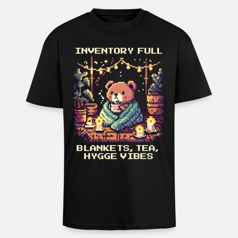 Inventaire complet : couvertures, thé, hygge - T-shirt unisexe oversize épais - noir