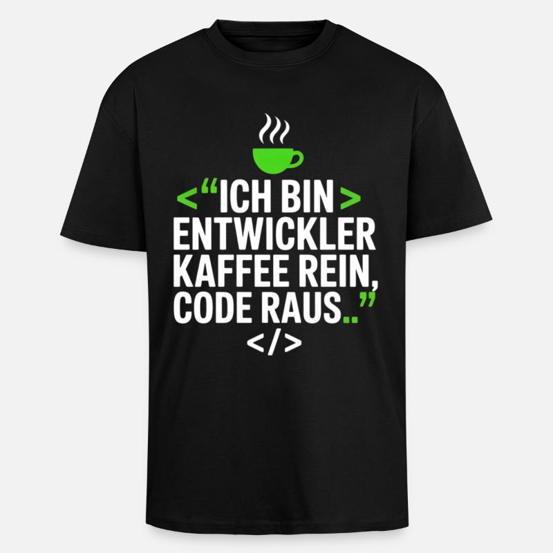 Développeur Café Programmation Dicton - T-shirt unisexe oversize épais - noir