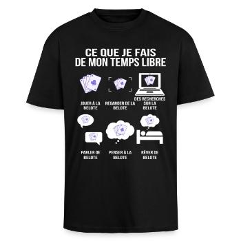 Ce que je fais de mon temps libre joueur de Belote - T-shirt unisexe oversize épais - noir - Devant - Alina (178cm) & Michal (187cm)