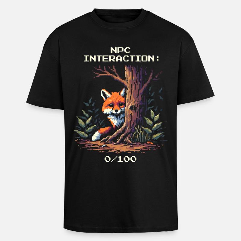 NPC-Interaktion: 0/100 | Introversion Humor - Oversized Heavyweight Unisex T-Shirt - Schwarz