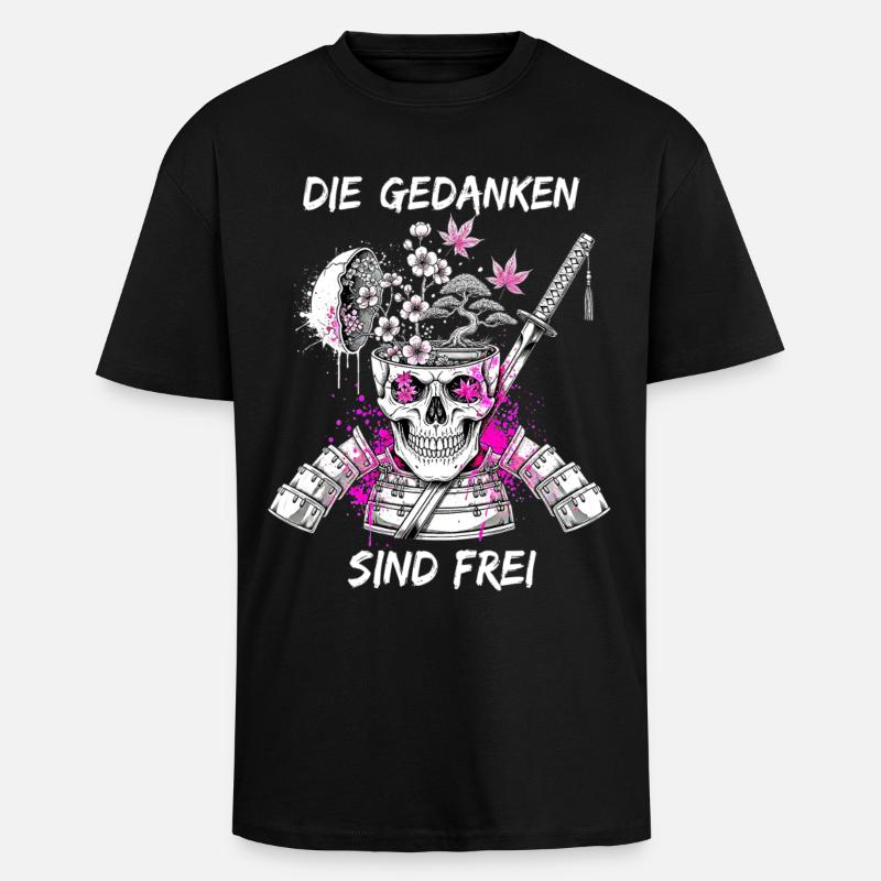Warrior Skull Samurai - Unisex Oversized Heavyweight T-shirt - black