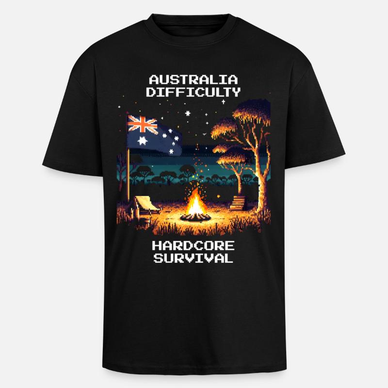 Australien: Hardcore-Survival | Outback - Oversized Heavyweight Unisex T-Shirt - Schwarz