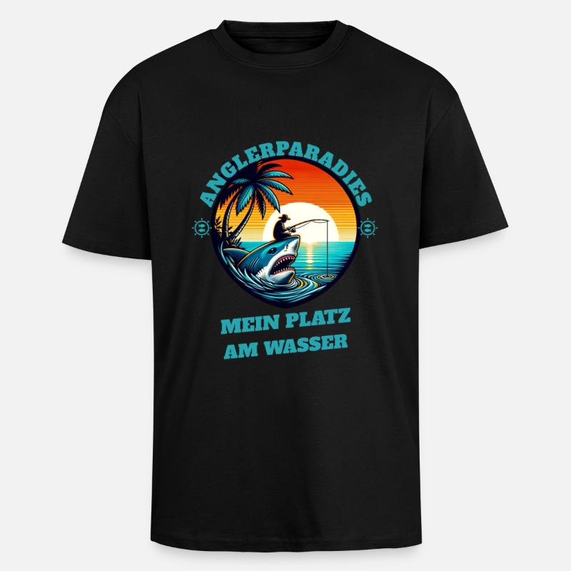 Paradis de la pêche coucher de soleil - T-shirt unisexe oversize épais - noir