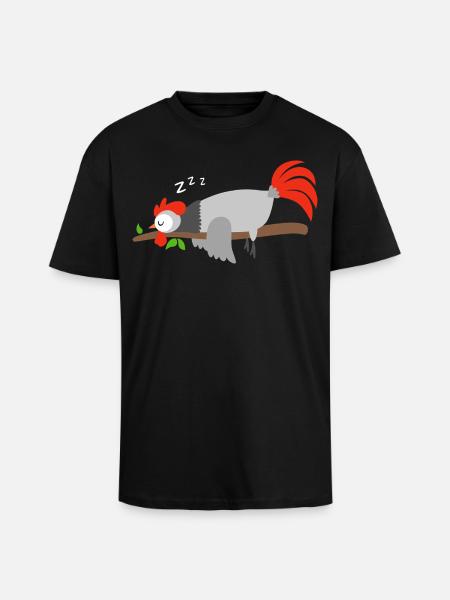 Good Night Rooster Design Shirt - Unisex Oversized Heavyweight T-shirt - black