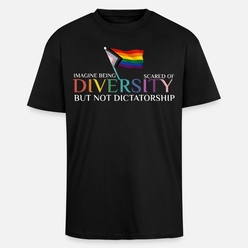 Bunte Regenbogenfahne Diversität - Oversized Heavyweight Unisex T-Shirt - Schwarz