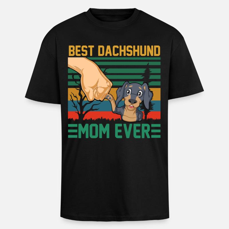 Beste Dackelmutter aller Zeiten - Oversized Heavyweight Unisex T-Shirt - Schwarz