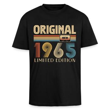 60. Geburtstag 60 Jahre Original 1965 - Oversized Heavyweight Unisex T-Shirt - Schwarz - Vorne - Alina (178cm) & Michal (187cm)