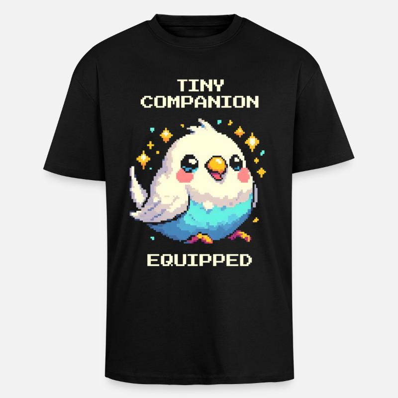 Petit compagnon équipé | Perruche - T-shirt unisexe oversize épais - noir