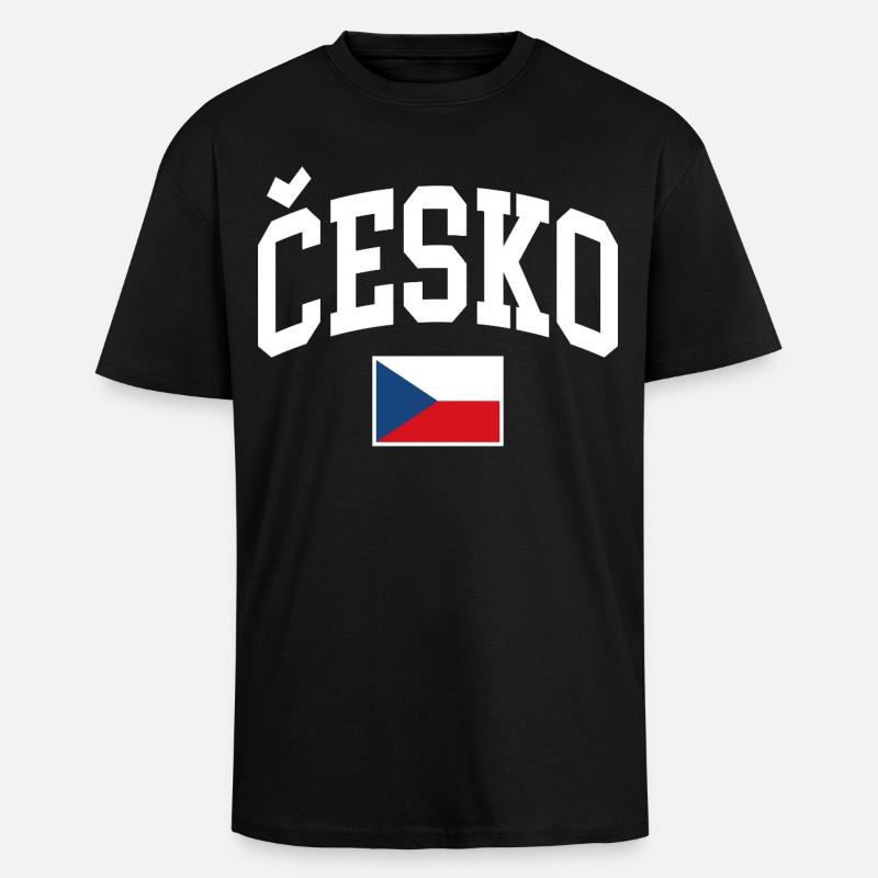 Drapeau de la République tchèque - T-shirt unisexe oversize épais - noir